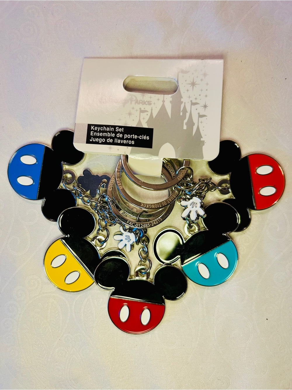 Disney Silver Mickey Mouse Ears Charm Keychain Cluster, set of 5